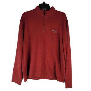 Callaway Golf Pullover Sweater Mens M Red Quarter Zip Long Sleeve Cotton Blend
